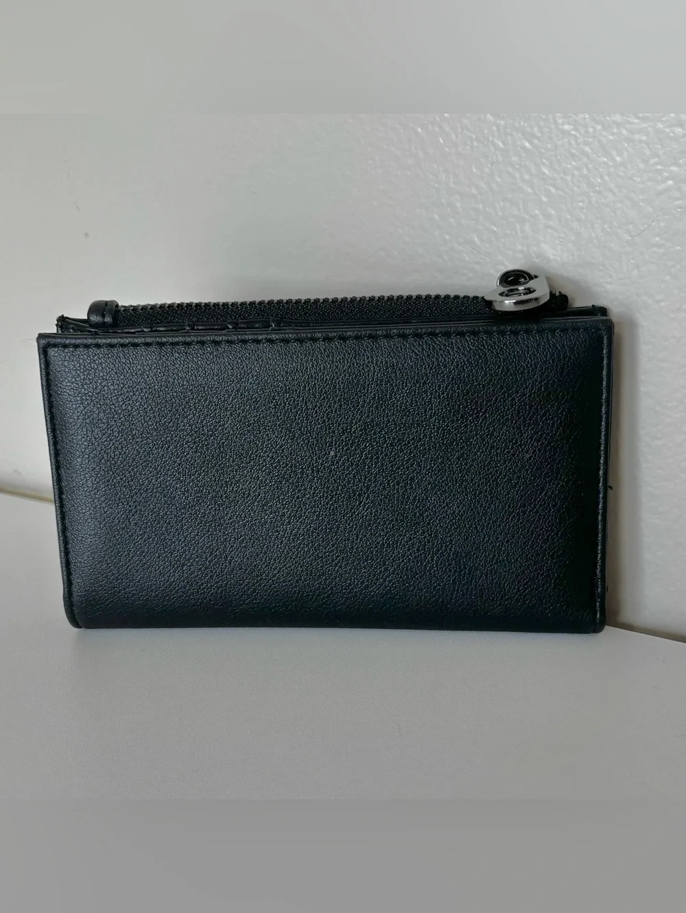 No Boundaries Vegan Leather Bi-fold Snap Wallet w/Zipper Pouch Coin Purse Black